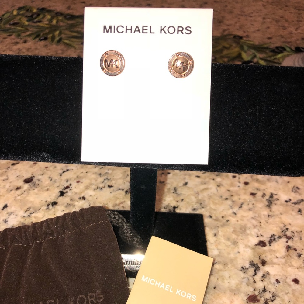 Michal Kors rose gold colored studded earrings